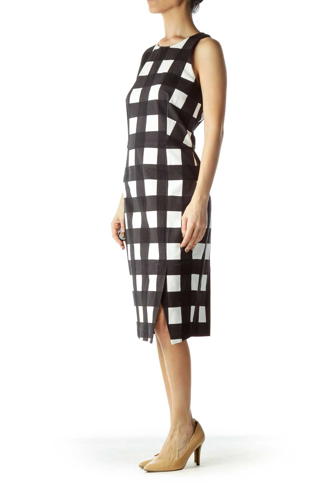 Black Checkered Sheath Dress