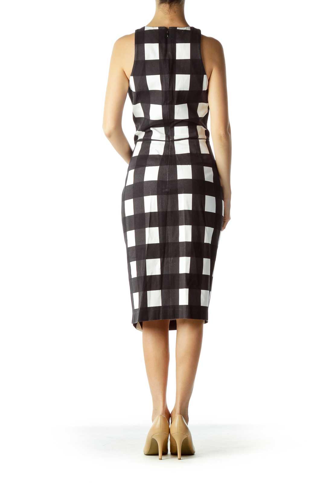 Black Checkered Sheath Dress