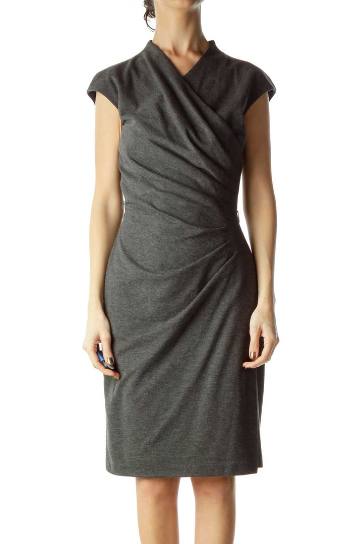 Gray Scrunched Bodycon Dress