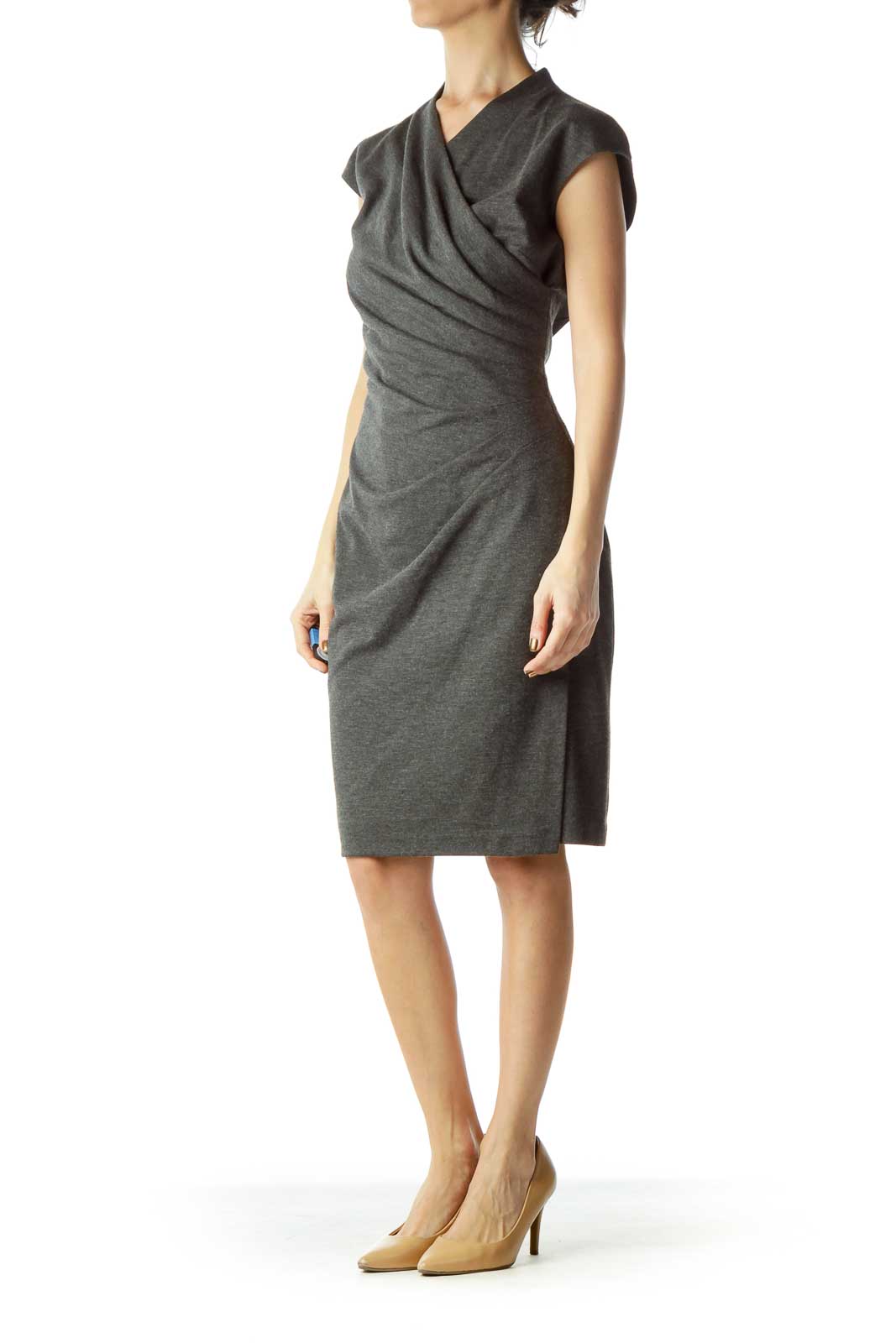 Gray Scrunched Bodycon Dress