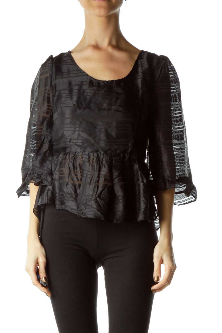 Black Sheer High-Low Silk Top