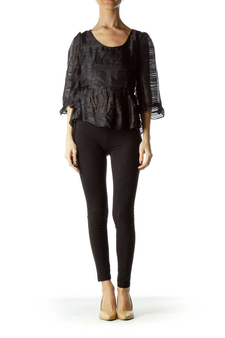 Black Sheer High-Low Silk Top