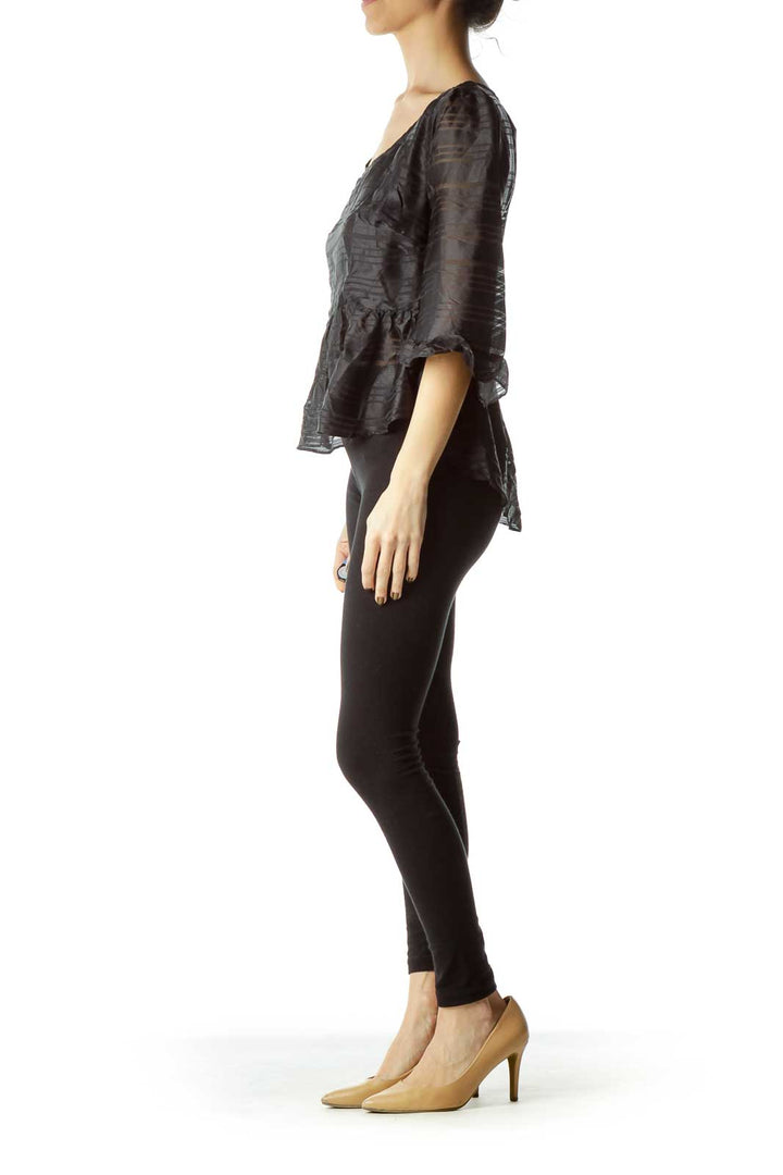 Black Sheer High-Low Silk Top