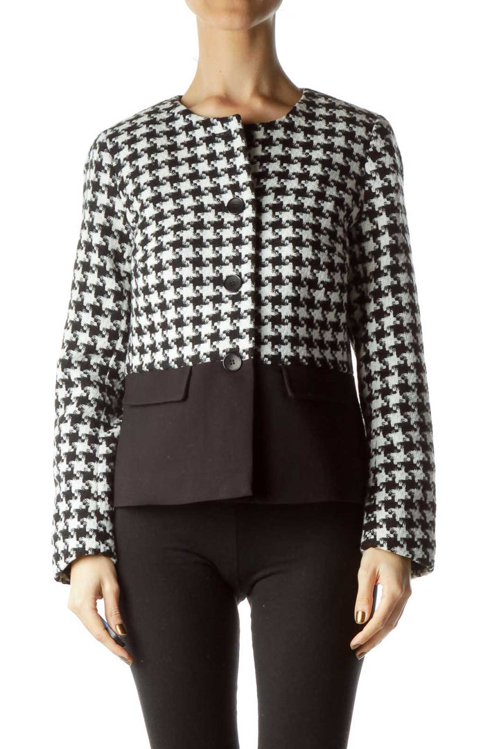 Black White houndstooth Tweed Jacket