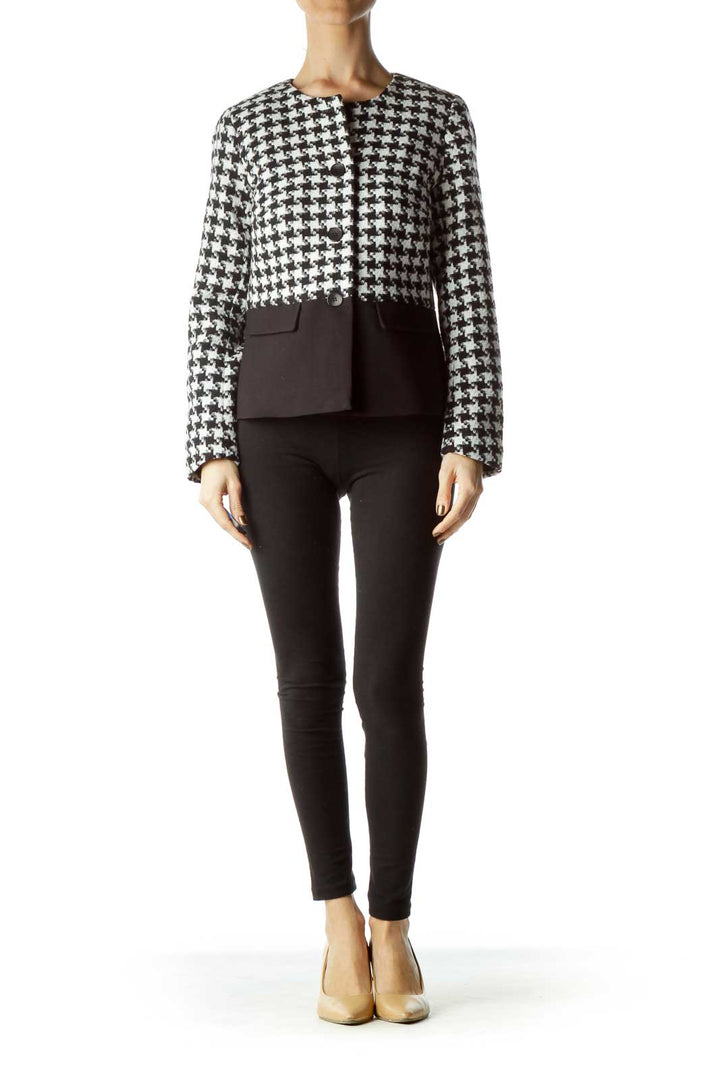 Black White houndstooth Tweed Jacket