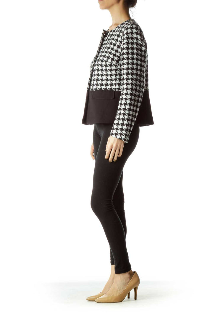 Black White houndstooth Tweed Jacket