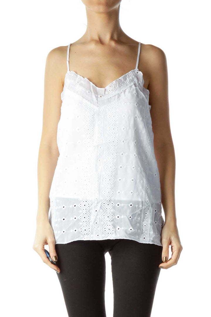 White Eyelet Sheer Tank Top