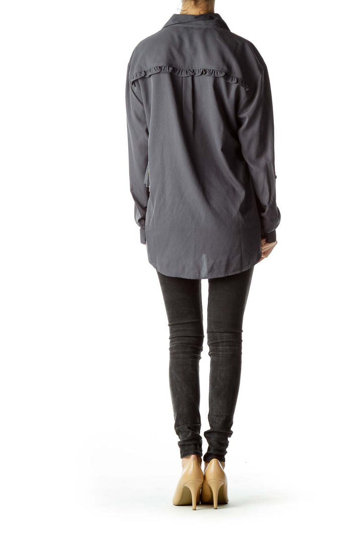 Gray Long-Sleeve Pocketed Shirt