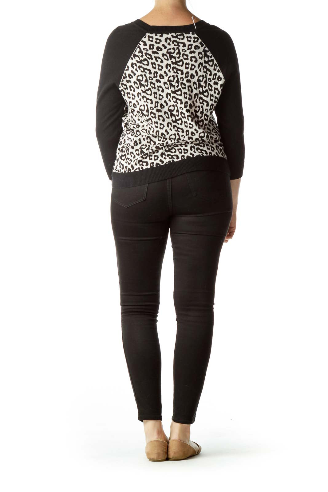 Black Cream 100% Cotton Animal Print Sweater