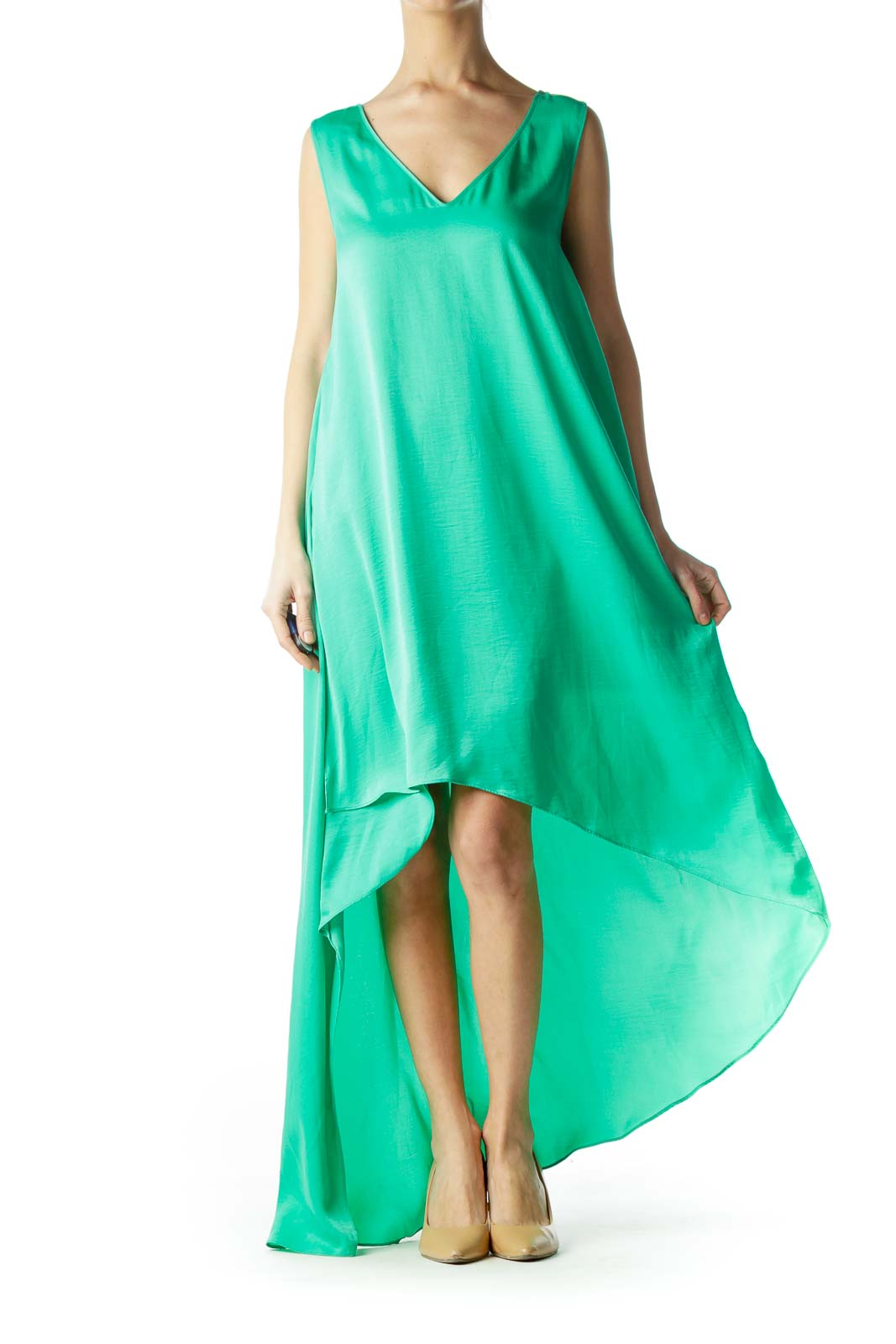 Emerald Green High-Low Day Dress