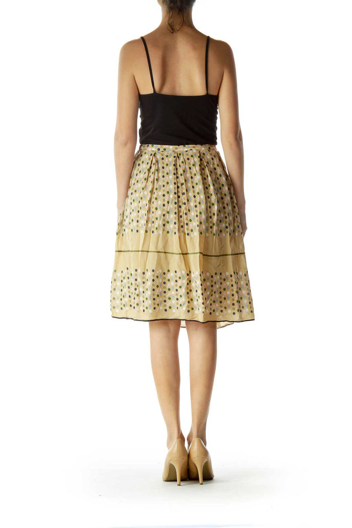 Beige Flared Polka-Dot Skirt