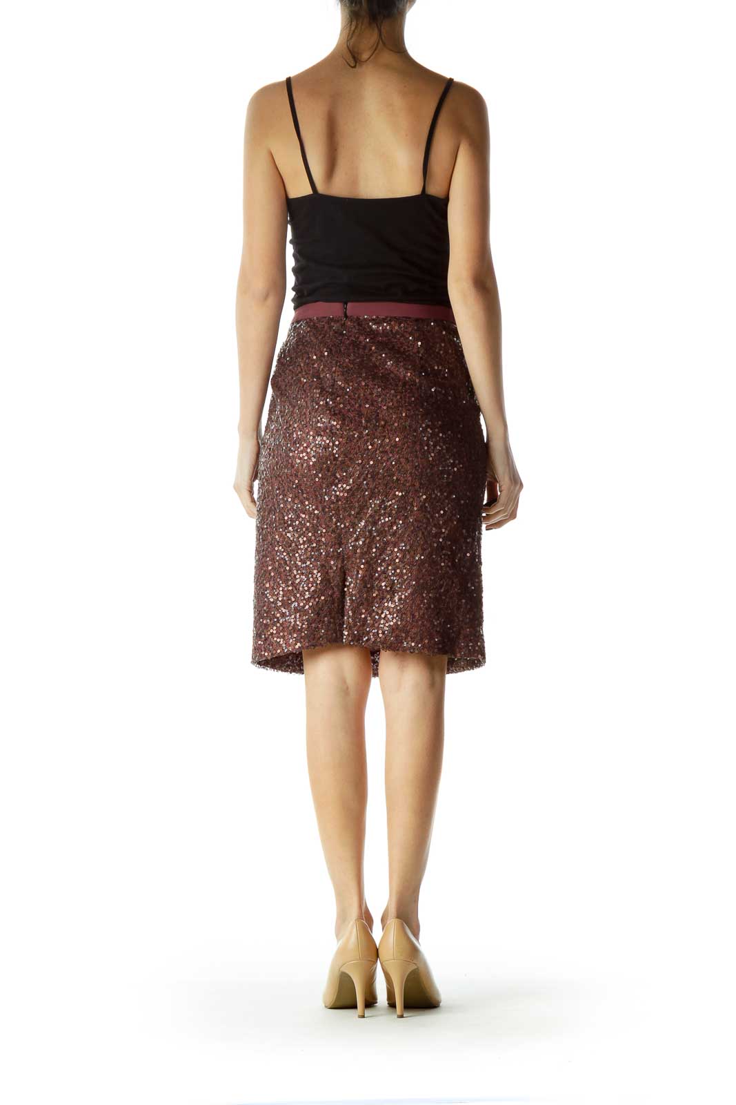 Purple Sequined Pencil Skirt