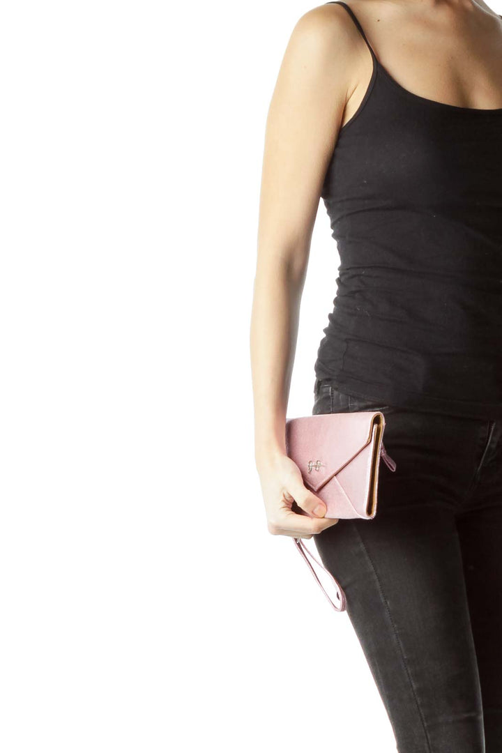 Pink Metallic Clutch with Wristlet