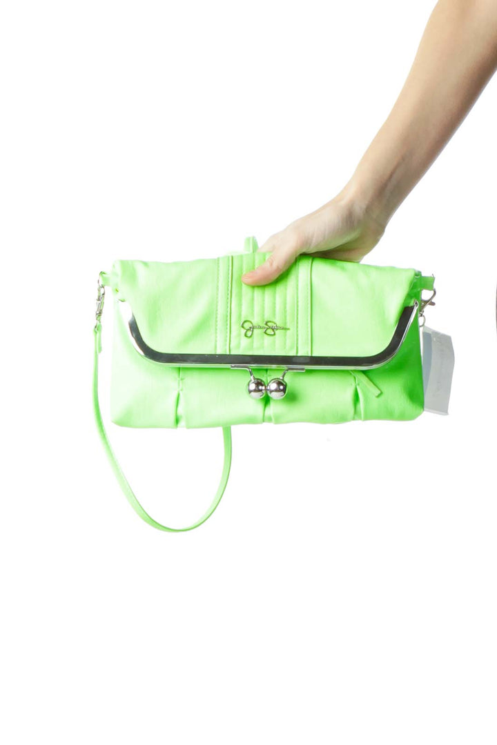 Neon Green Patent Faux-Leather Crossbody Bag