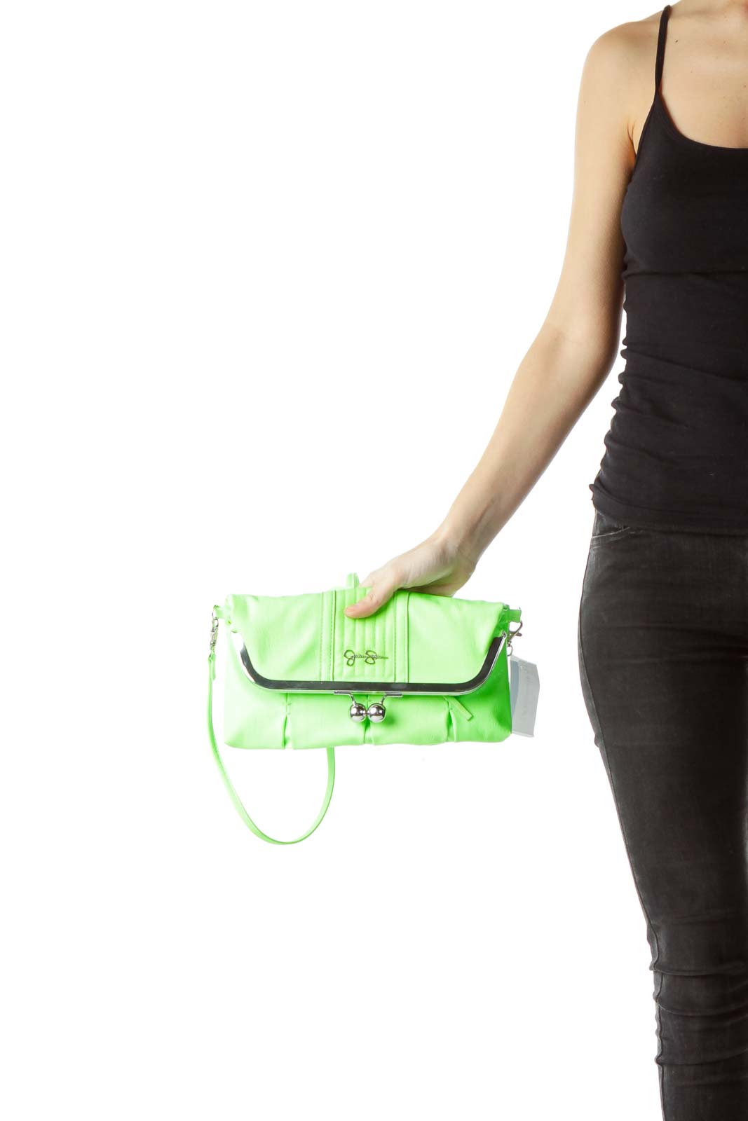 Neon Green Patent Faux-Leather Crossbody Bag