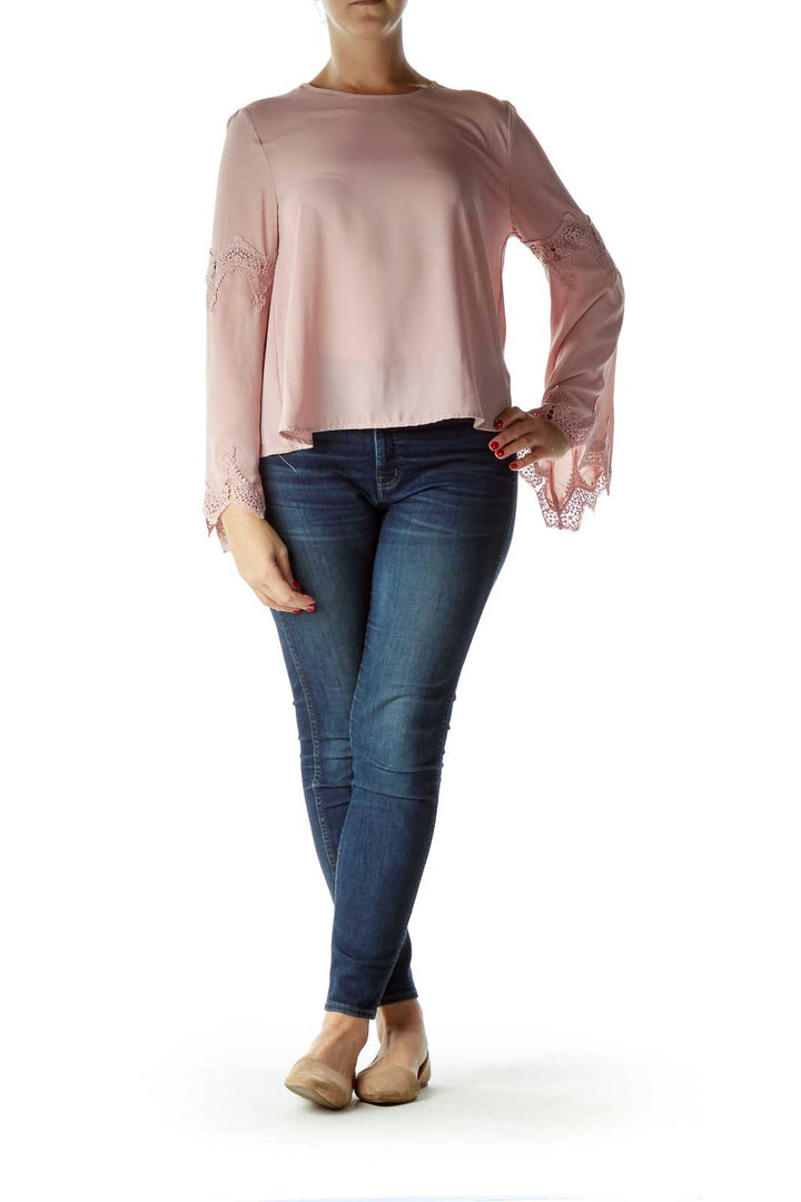 Pink Bell Sleeve Blouse