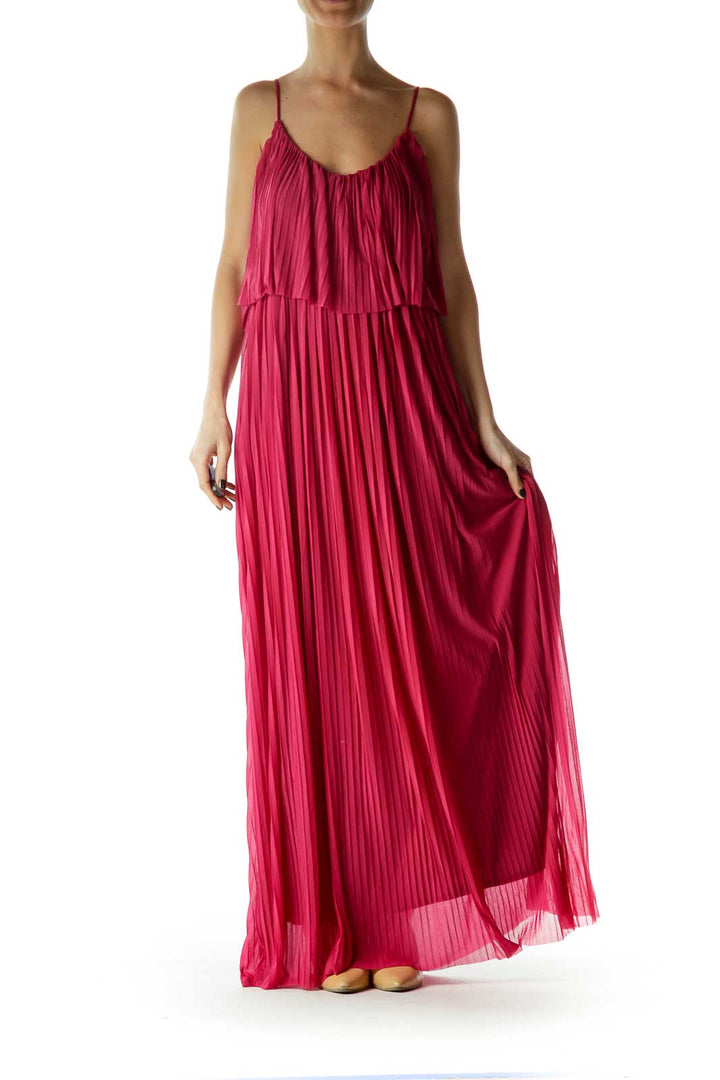 Pink Pleated Maxi Dress