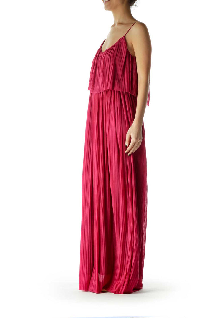 Pink Pleated Maxi Dress