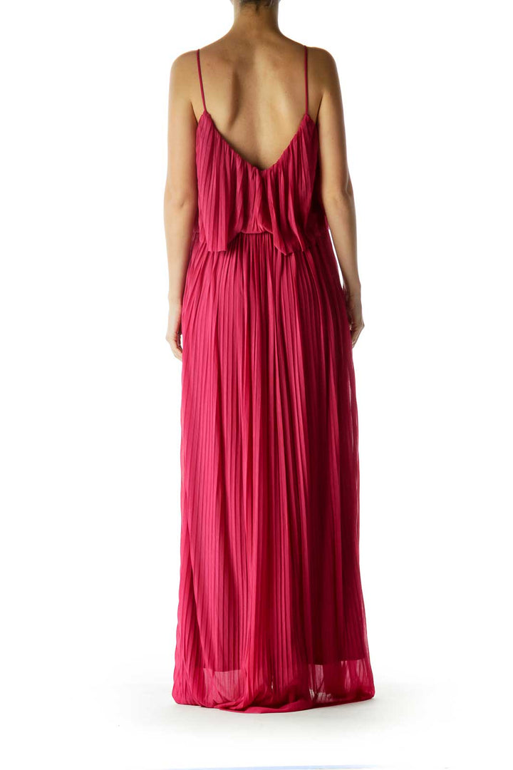 Pink Pleated Maxi Dress