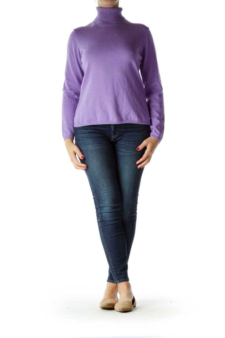 Purple Turtle Neck Long Sleeve Sweater