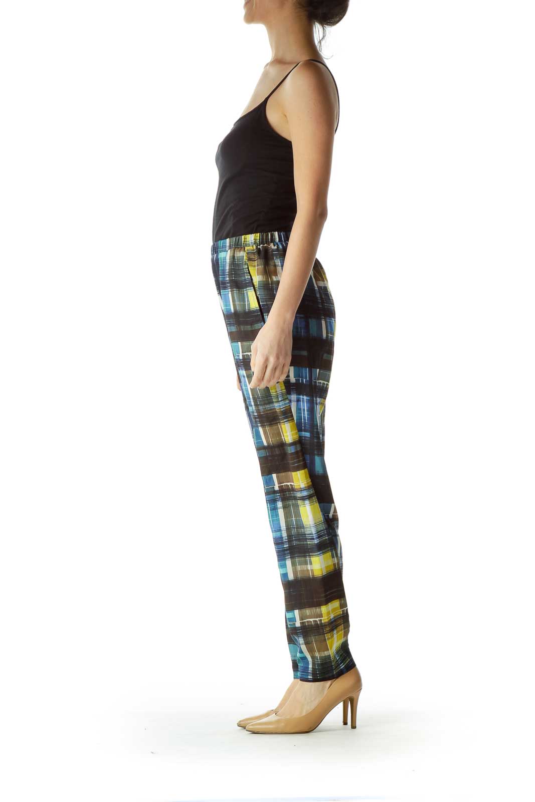 Navy Green Print Soft Pant