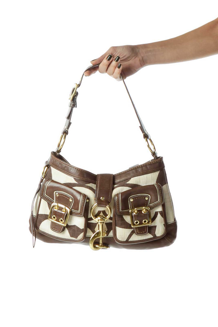 Brown Monogrammed Leather Shoulder Bag