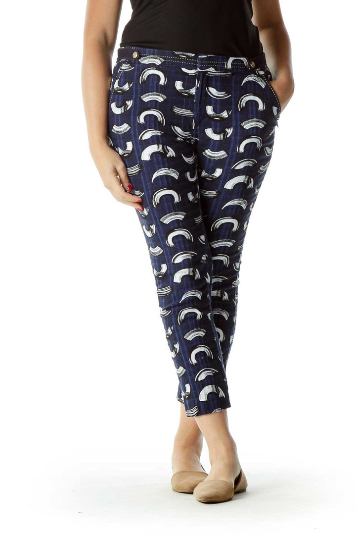 Navy Print Skinny Pant