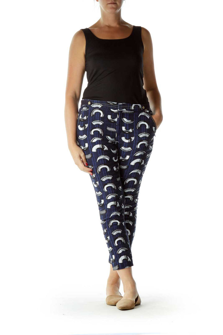 Navy Print Skinny Pant