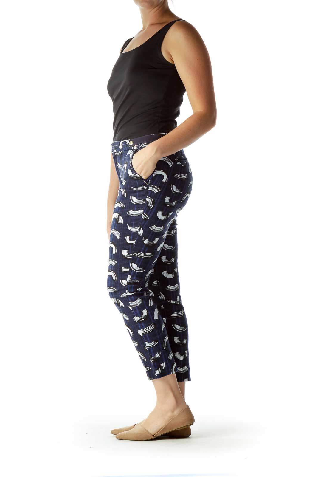 Navy Print Skinny Pant