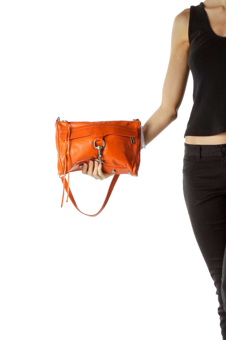 Orange Chain Strap Shoulder Bag