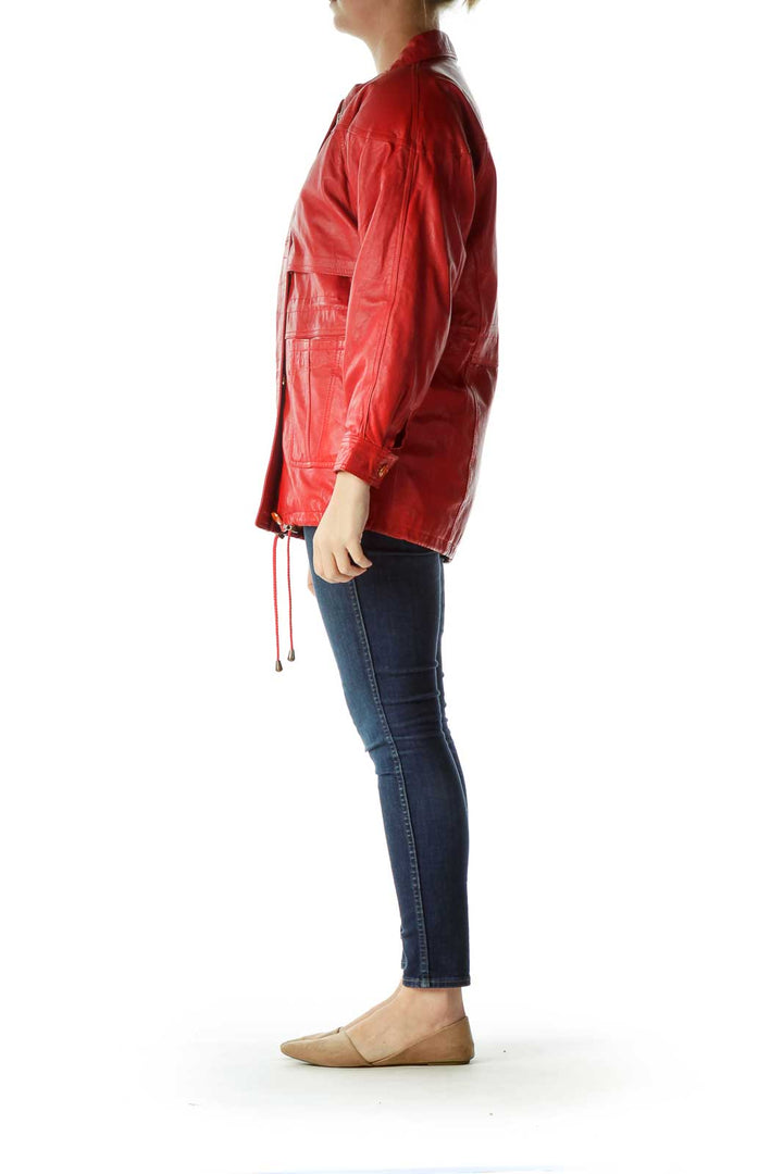 Red Oversized Leather Jacket