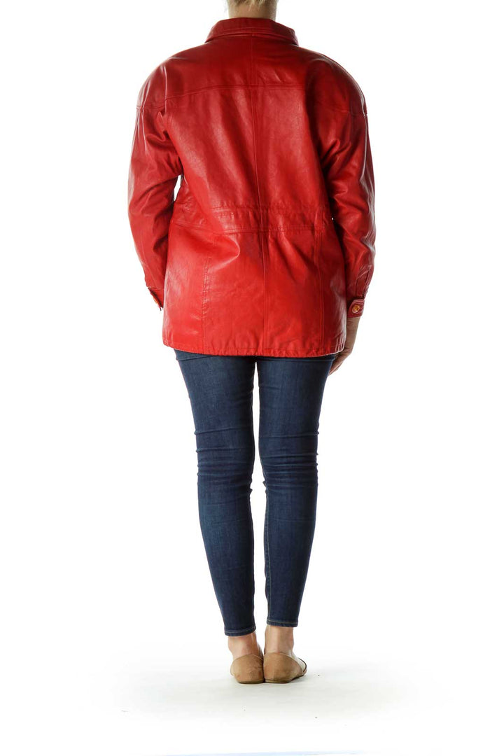 Red Oversized Leather Jacket