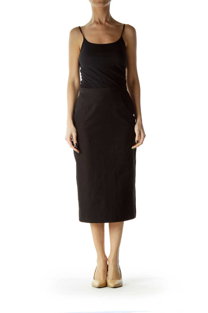 Black Fitted Midi Skirt