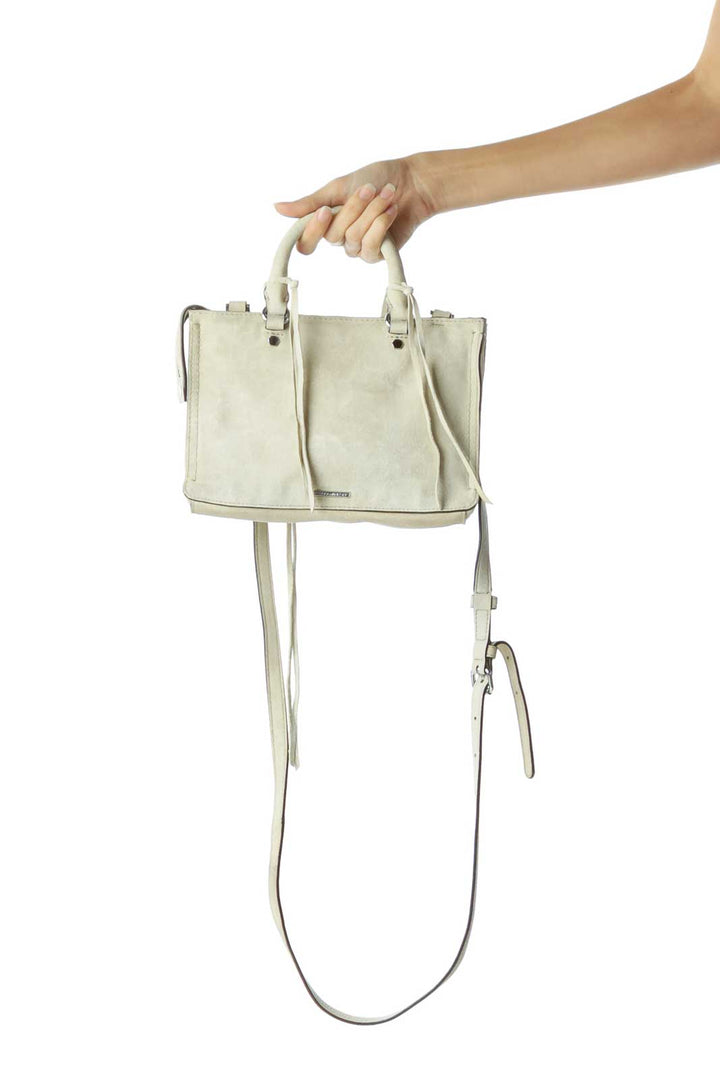 Cream Suede Mini Tote with Strap