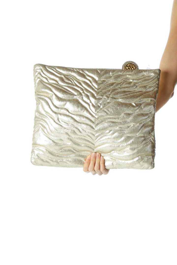 Gold Metallic Textured Clutch