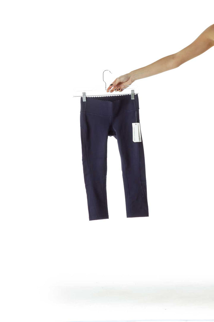 Navy Scalloped Yoga Capri