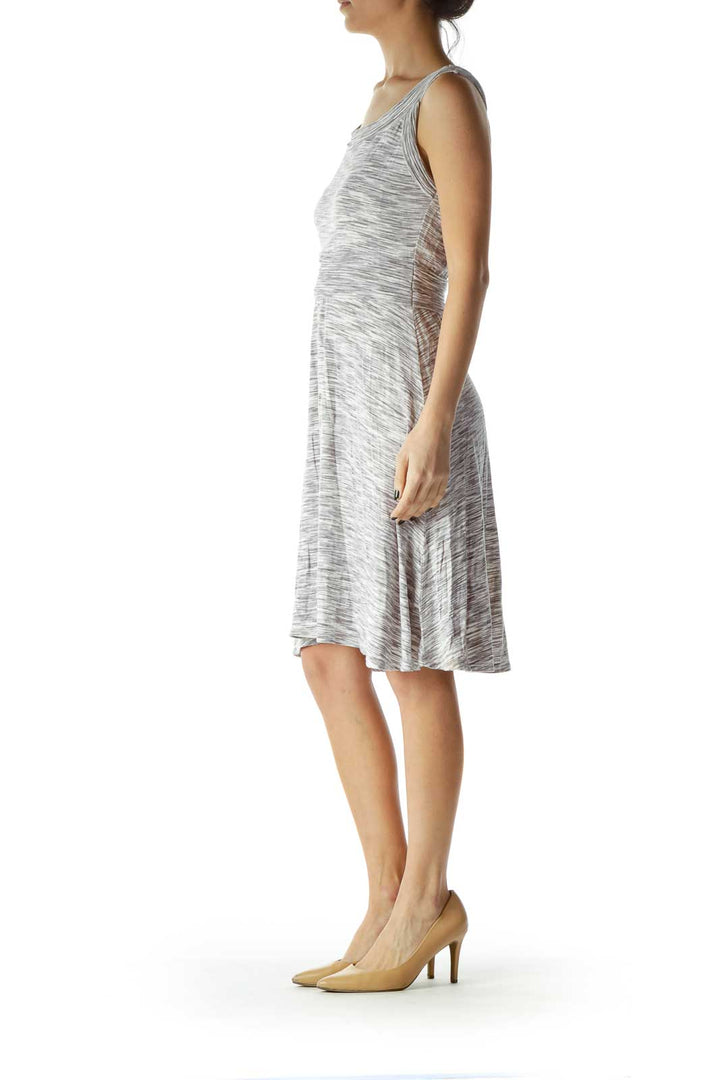 Gray Mottled Sleeveless Jersey Dress