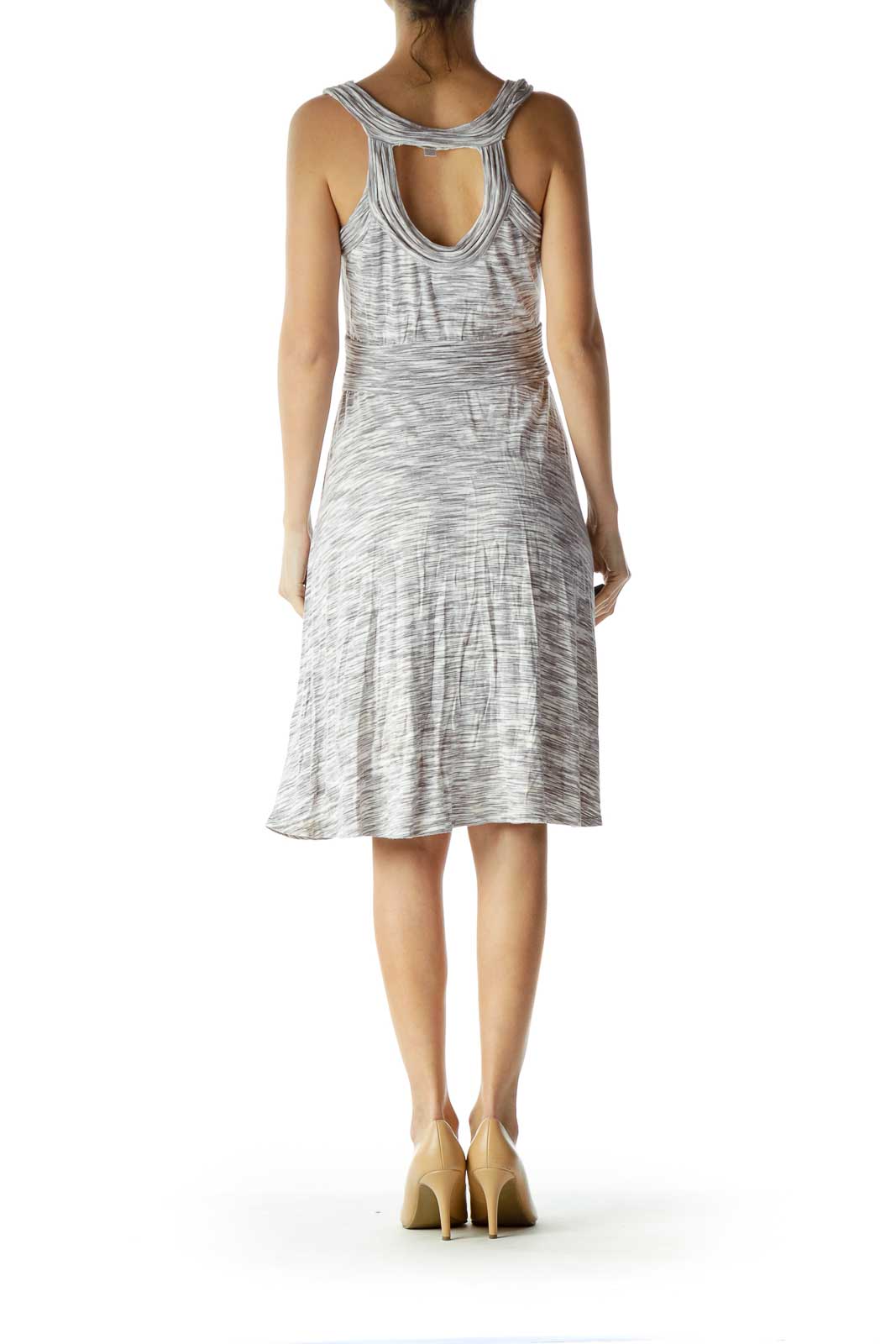 Gray Mottled Sleeveless Jersey Dress