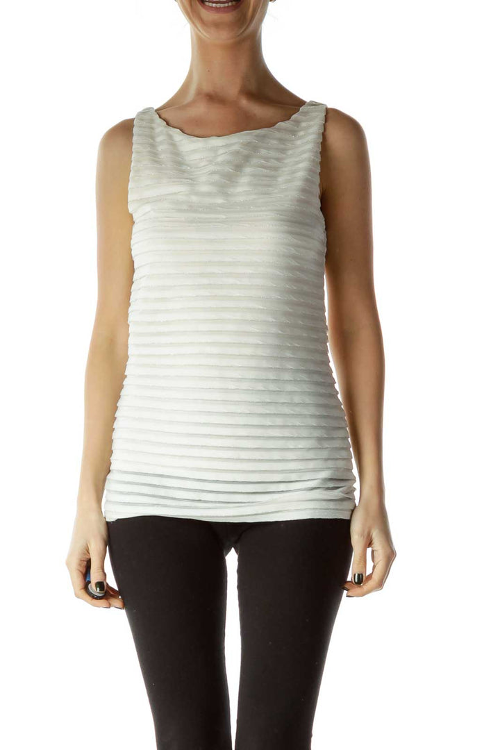 Cream Shiny Sleeveless Top