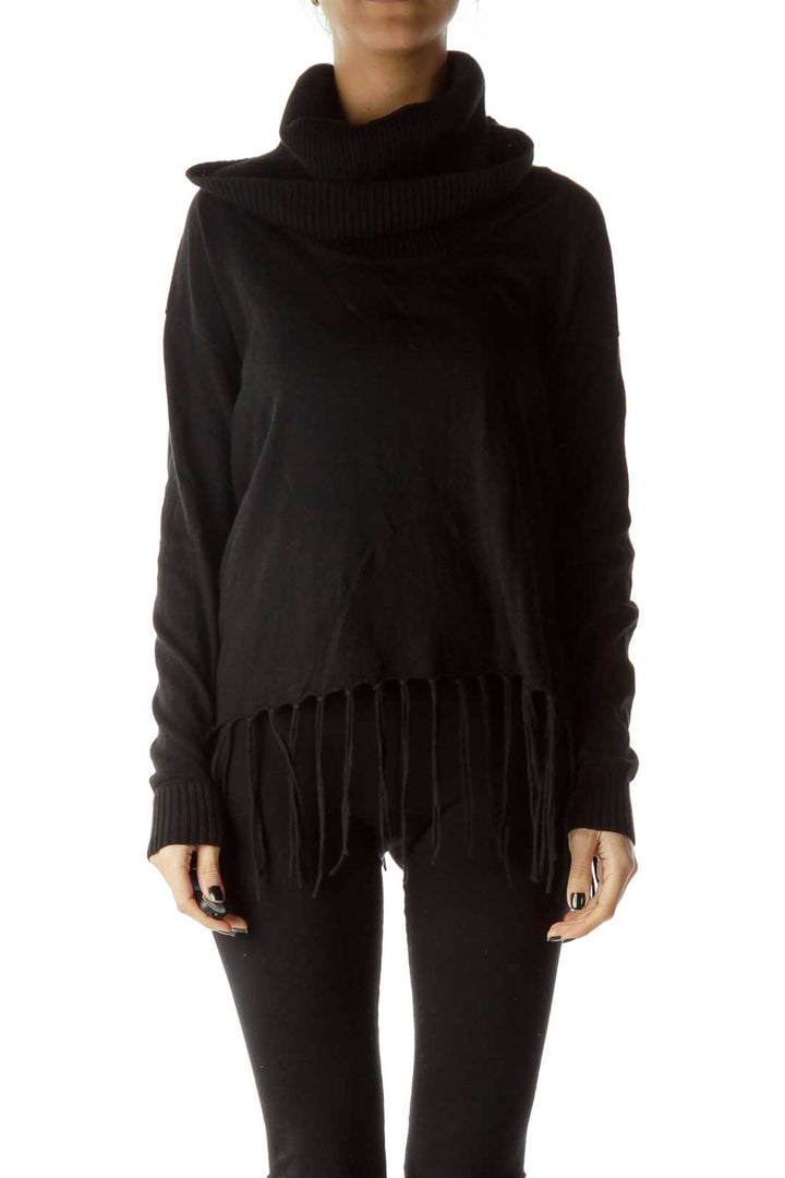 Black Turtle Neck with Fringe