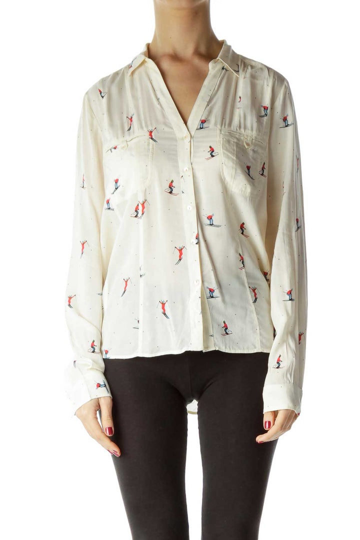 Cream Print Soft Shirt