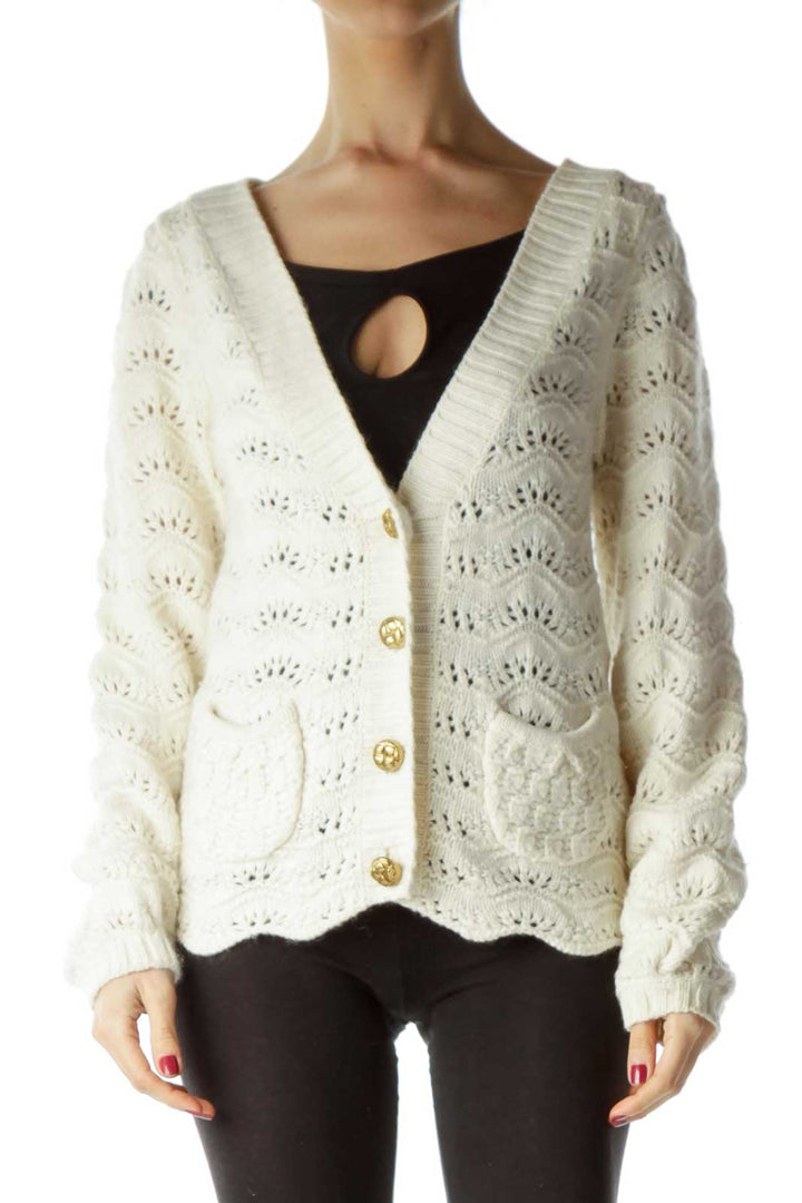 Cream Chunky Knit Cardigan