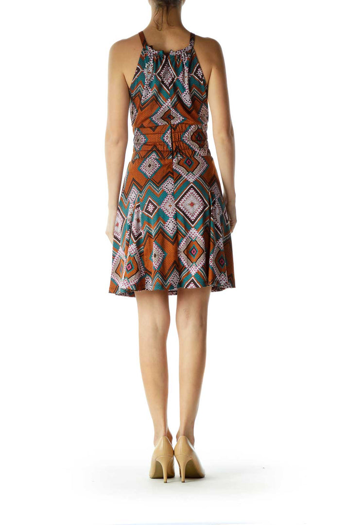 Multicolor Polka-Dot Tribal Print Dress