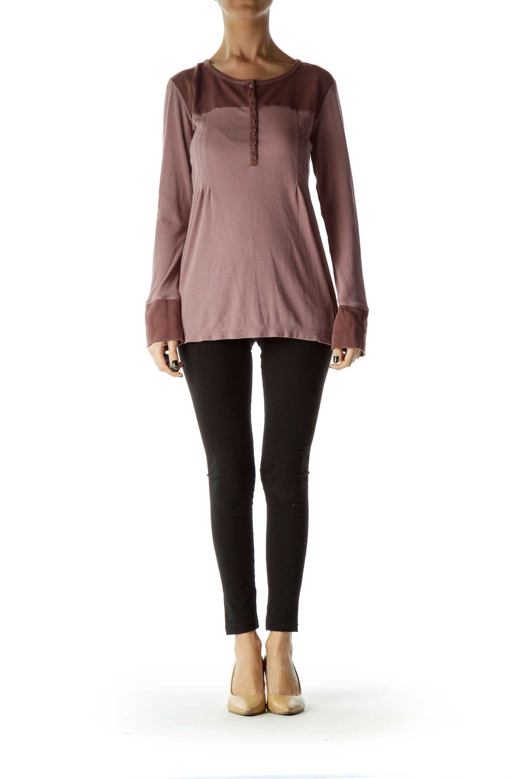 Purple Textured Long Sleeve Top