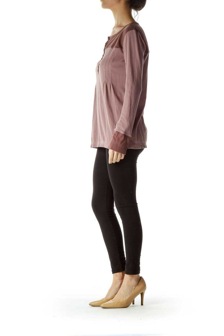 Purple Textured Long Sleeve Top