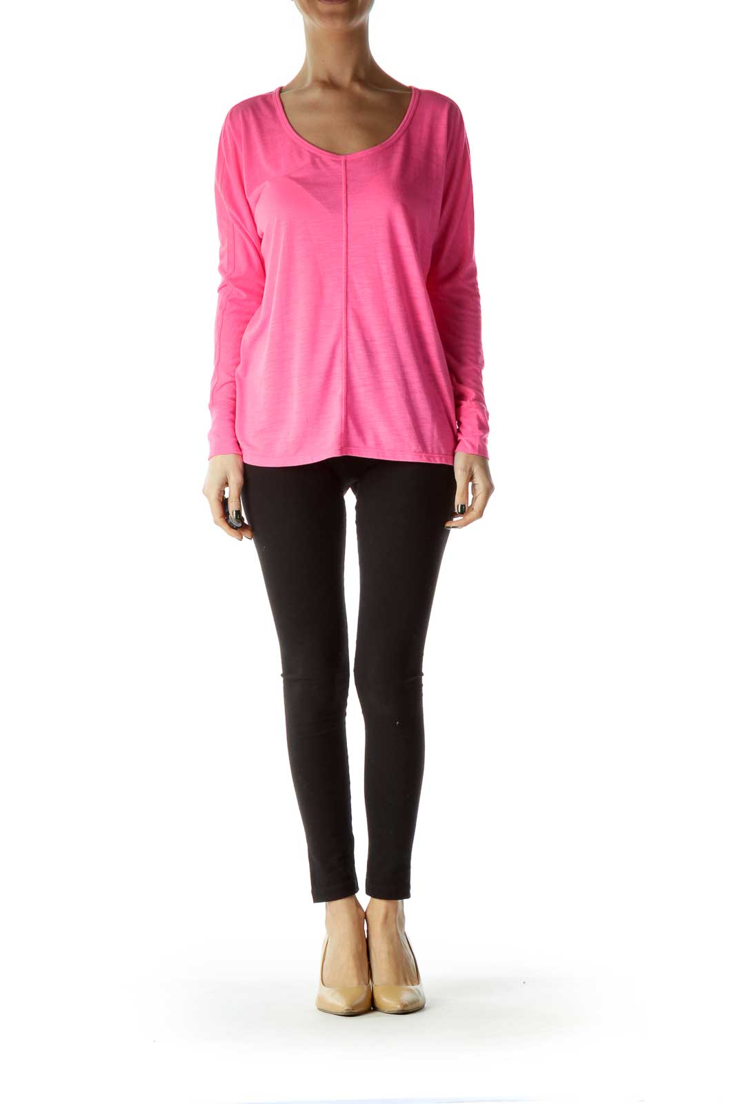 Pink Round Neck Long Sleeve Shirt