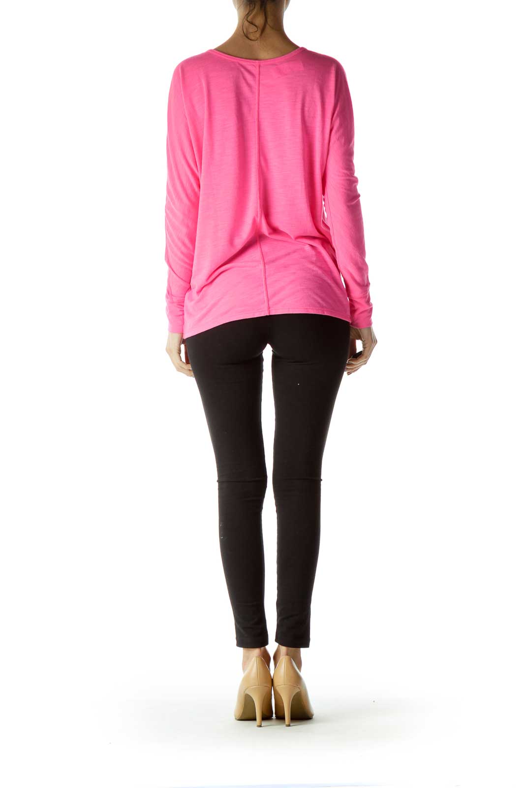 Pink Round Neck Long Sleeve Shirt