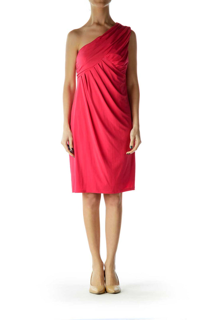 Pink One Shoulder Ruched Dress