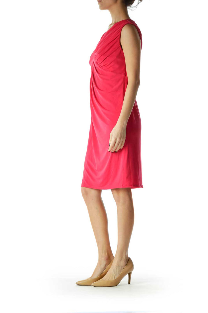 Pink One Shoulder Ruched Dress