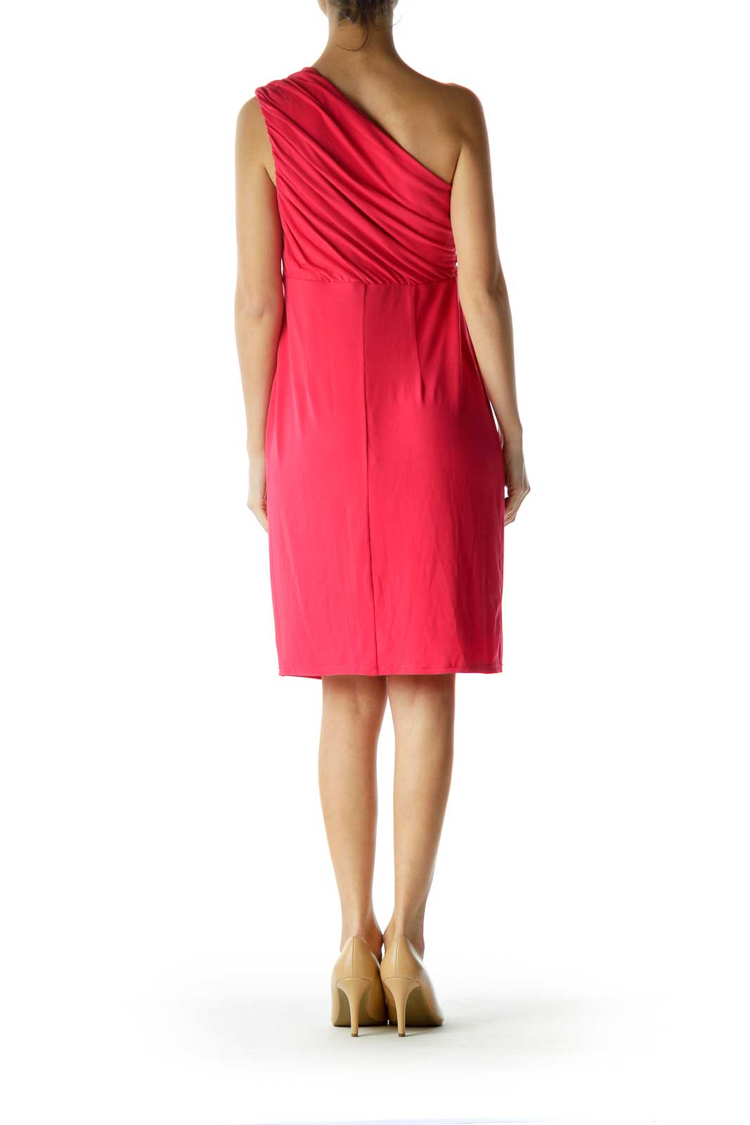 Pink One Shoulder Ruched Dress